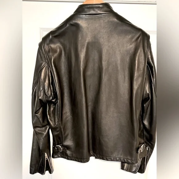 Men’s Schott Genuine Black Leather Motorcycle Jacket with fur liner in size 44